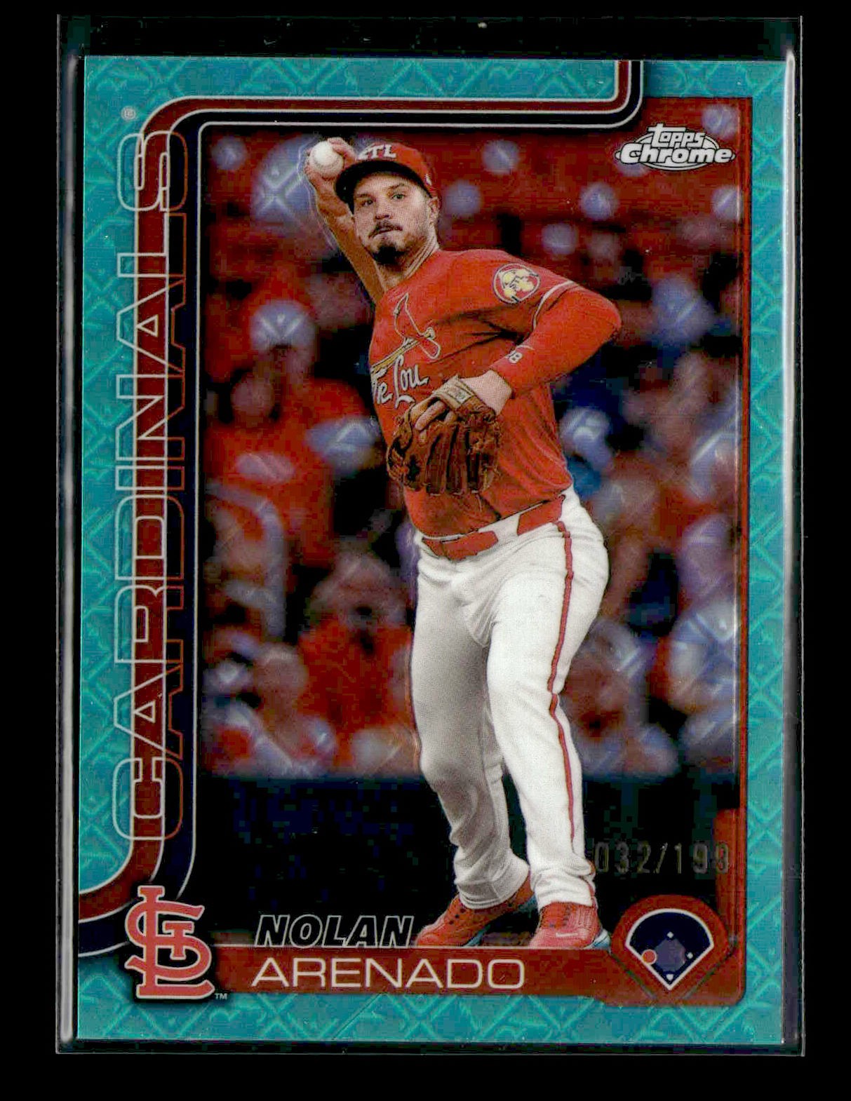 Nolan Arenado 2025 Topps Chrome LogoFractor Baseball Aqua Refractor 032/199