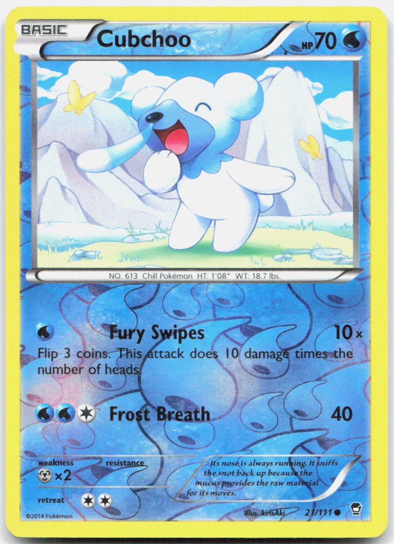 Cubchoo 21/111 Common Furious Fists Pokemon Reverse Holo MP