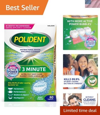Active Power Bubble Dental Cleanser Tablets - 60 Count for Dentures & Retainers