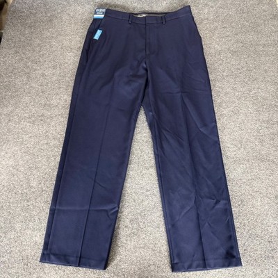 Haggar The Active Series Mens 34x30 Midnight Blue Stretch Herringbone Suit Pants