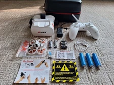 EMAX Tinyhawk 2 FPV drone kit, white drone, FPV head set, controller 