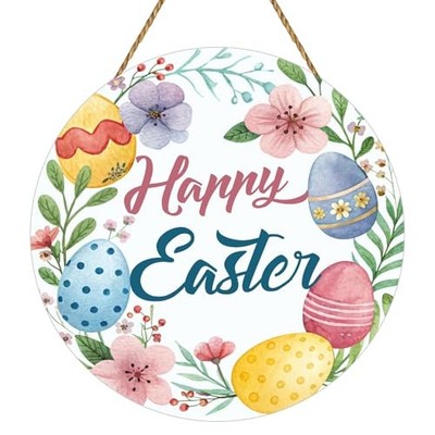 Easter Wreath Happy Easter Door Decorations Spring Flower Grass Eggs Hanging 