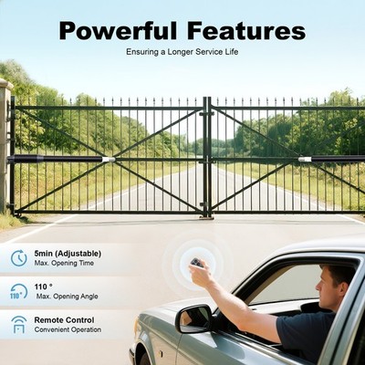 Electric Arm Dual Swing Gate Opener Automatic Heavy Duty Kit w/ Remote 650lbs