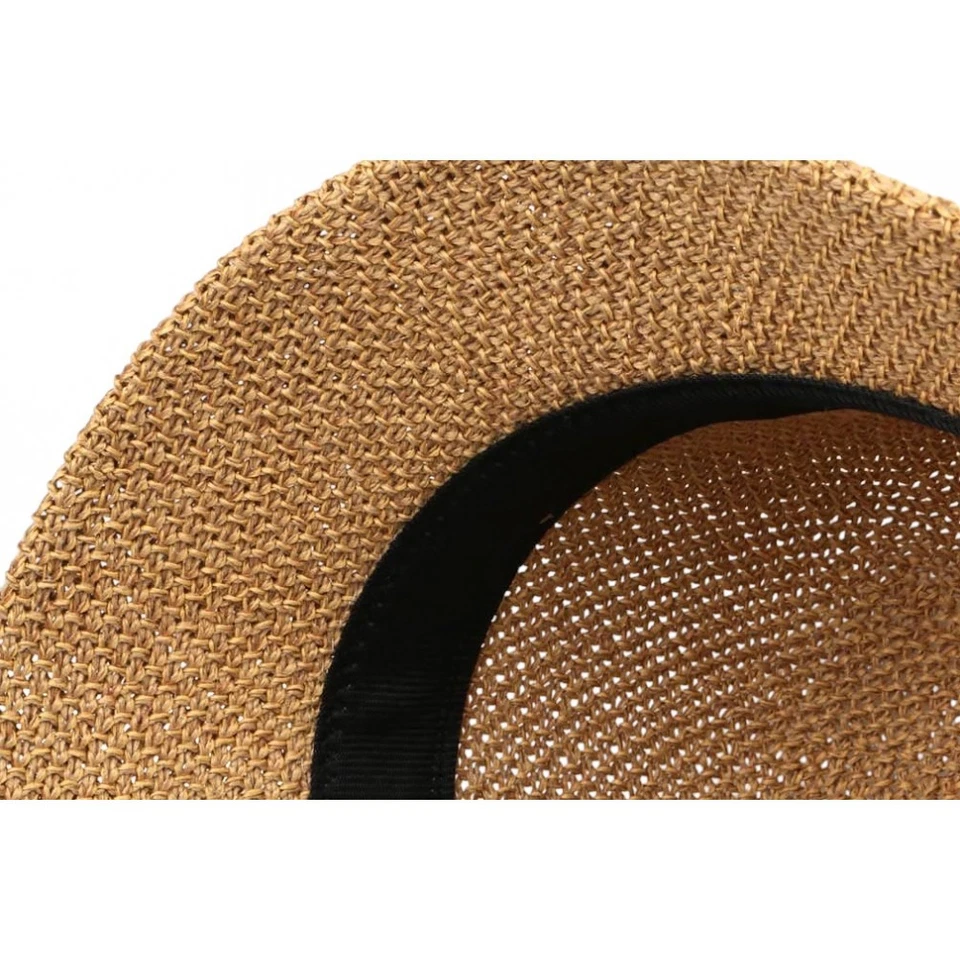 Chapeau Femme Été Marron Forme Cloche en Paille Tendance Coco-Taille unique - Photo 3/3
