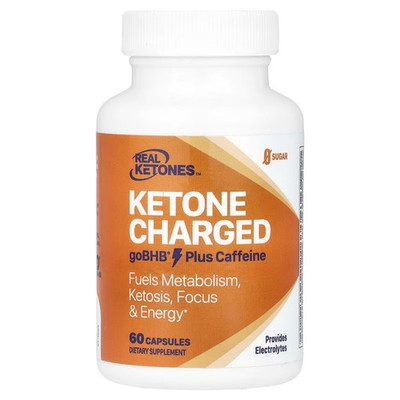 2 X Real Ketones, Ketone Charged, goBHB Plus Caffeine, 60 Capsules