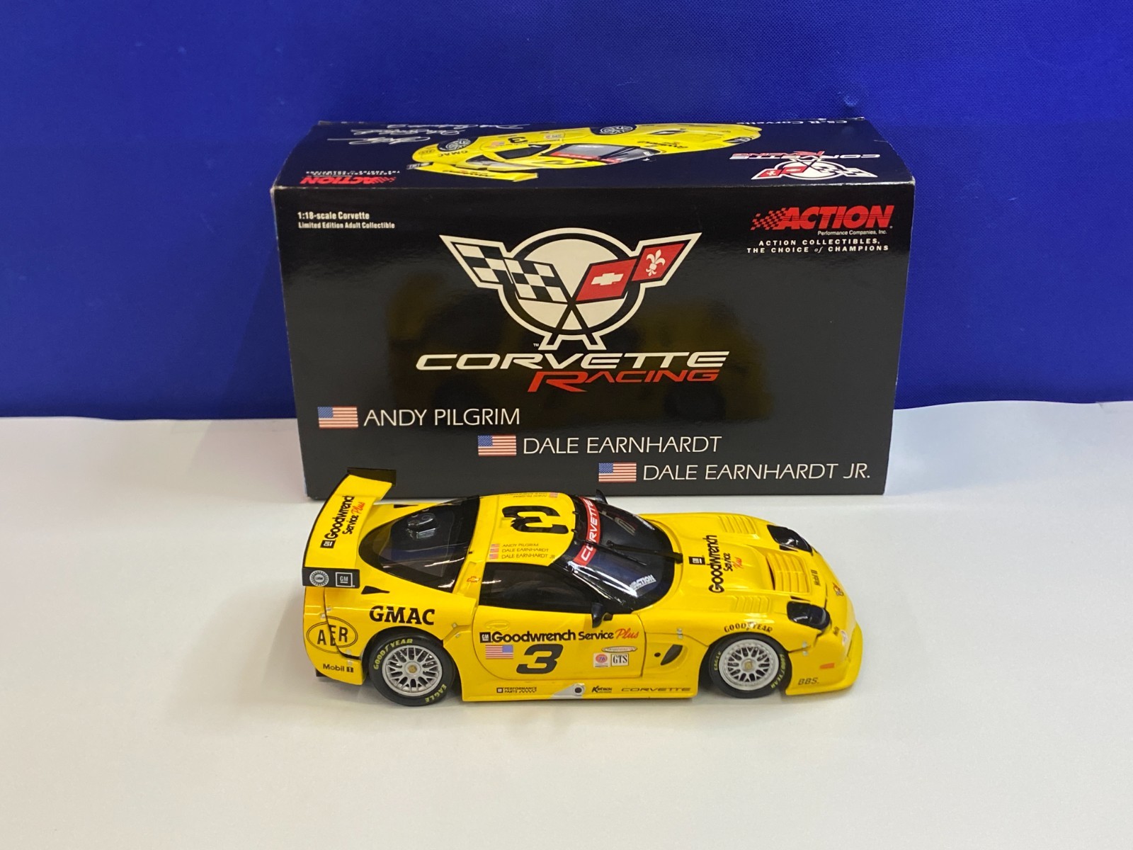 Action 1/18 Scale Goodwrench #3 Corvette C5-R Dale Earnhardt Sr Jr Pilgrim