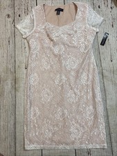 R M Richards Lace Dress Knee-length Shift Short Sleeve Lined Sz 16