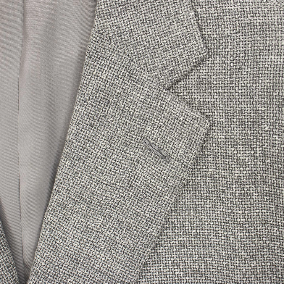 NWT Belvest Grey Wool Linen Hopsack Static Dual Vents 2Btn Jacket 44S - Image 3 of 4