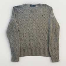 Women s Polo Ralph Lauren Cable Knit Sweater Gray Size M Classic Logo