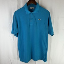 VINTAGE Lacoste Polo Shirt Mens Medium Blue Preppy Golf Tennis Croc Logo 80s