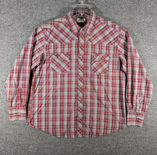 Vintage Wrangler Wrancher Cowboy Shirt Plaid Long Sleeve Pearl Snap Mens XL