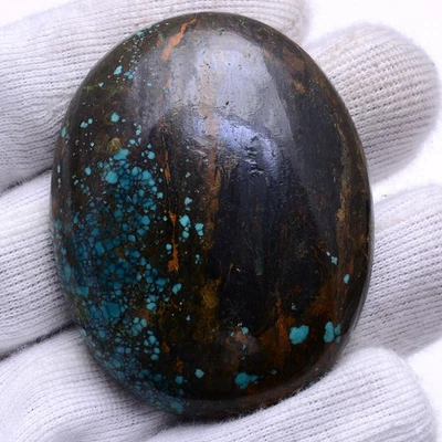 Antike Erde ~ 213 Cts Natürlich Tibbet Türkis 53.85mm Unbehandelt Oval Edelstein - Bild 1 von 4