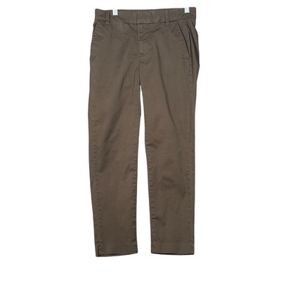Vince Womens Brown Cotton Stretch Chino Trousers Slim Cropped Pants Size 2