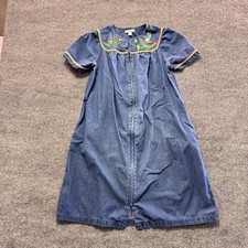 Go Softly Patio Floral Embroidered Dress Women’s S Lounge Grandma Mumu House