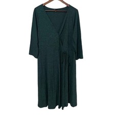 Torrid ribbed surplice jersey knit faux wrap sweater dress green plus sz XXL 2XL
