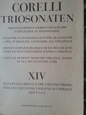 Triosonaten op. 1, 4-6 von A. Corelli für 2 Violinen + b.c., Klavierpartitur