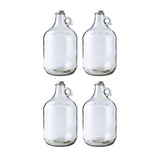 4-Pack 1 Gallon Glass Jug Set 128 Oz W/ White Metal Caps Multipurpose 1 Gall