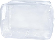 Clear Small,Pvc Makeup Pouch Bag, 7"X2.3"X4.7" Size TSA Approved Toiletry Bag, T