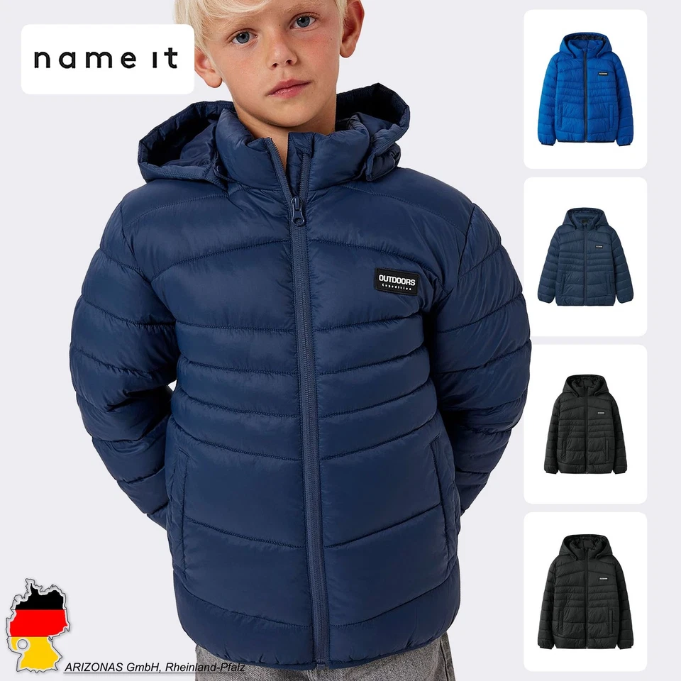 NAME IT KIDS Jungen Outdoor-Steppjacke mit Kapuze und Reißverschluss