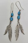 RB RUNNING BEAR NAVAJO TURQUOISE NATIVE AMERICAN STERLING SILVER EARRINGS — photo 3