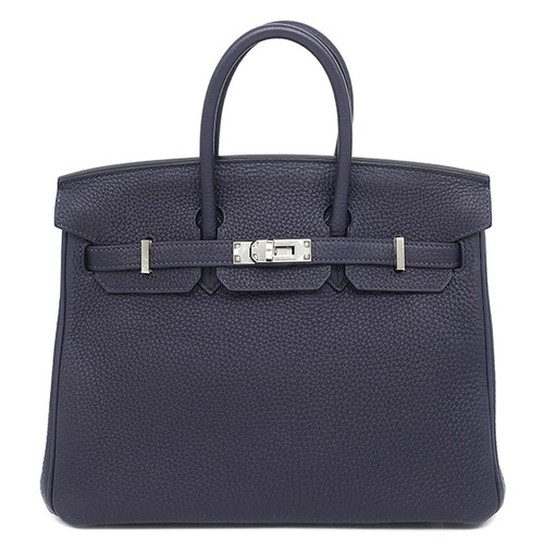 HERMES Handbag Birkin 25 Togo  Bruny SilverMetal Navy blue D 【storage bags