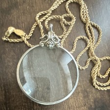 Vintage CZECH Magnifying Glass Pendant Neckla...