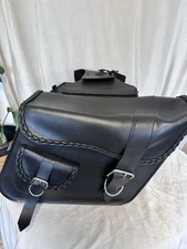 Willie & Max Ranger Series Large Slant Saddlebags Braid Black Motorcycle Bags