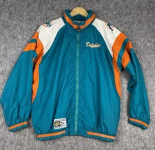 Vtg Mighty Mac Sports Men's Miami Dolphins NFL Windbreaker Jacket Zip Up Size M