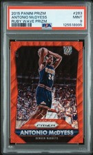 2015 PANINI PRIZM RUBY WAVE PRIZM #263 ANTONIO MCDYESS 252/350 PSA 9