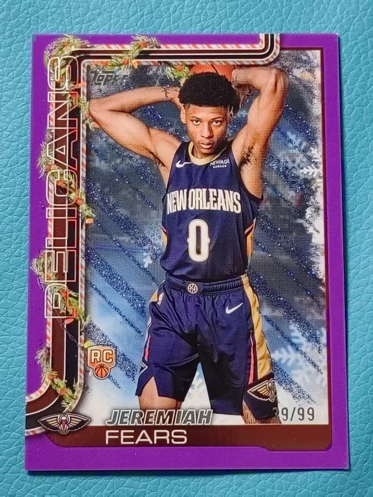 Jeremiah Fears 2025-26 Topps Holiday Basketball 39/99 Purple Glitter RC #H167