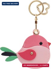 MC Fashion Cute Bird PU Leather Keychain Holder for AirTag Pink
