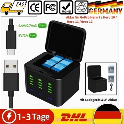 AGP 2x 2000mAh Akku Ladegerät Für GoPro Hero Camera 12/11/10/9 Batterie Ladegerät