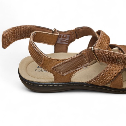 Clarks Laurieann Brown Leather Sandals Size 8 Narrow Adjustable Straps Comfort - Picture 5 of 11