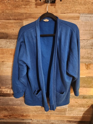 #ad Vintage Sears Blue Cardigan Sweater 100% Acrylic Size L $34.99