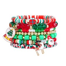 Christmas Bracelets Set for Women Stackable Christmas clay Bead Stretch Bracelet