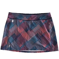 Smartwool Merino Sport Lined Skirt Skort Size Large Stretch Blue Plaid