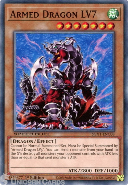 SGX1-ENC08 Armed Dragon LV7 Common 1st Edition Mint YuGiOh Card