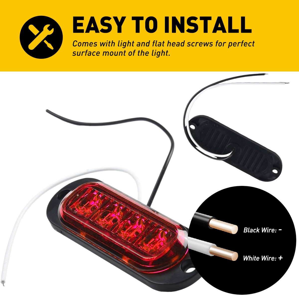 USA Universal 8X Red 4-LED Side Marker Lights Clearance Indicator Oval Lamps New