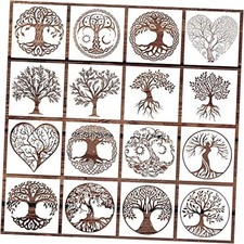 16Pcs 6 x 6 Inch Tree of Life Stencil, Reusable Stencils for Painting on Wood