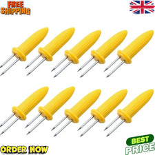 10Pcs CORN HOLDERS Stainless Steel Corn On The Cob Skewers BBQ Prongs Forks UK