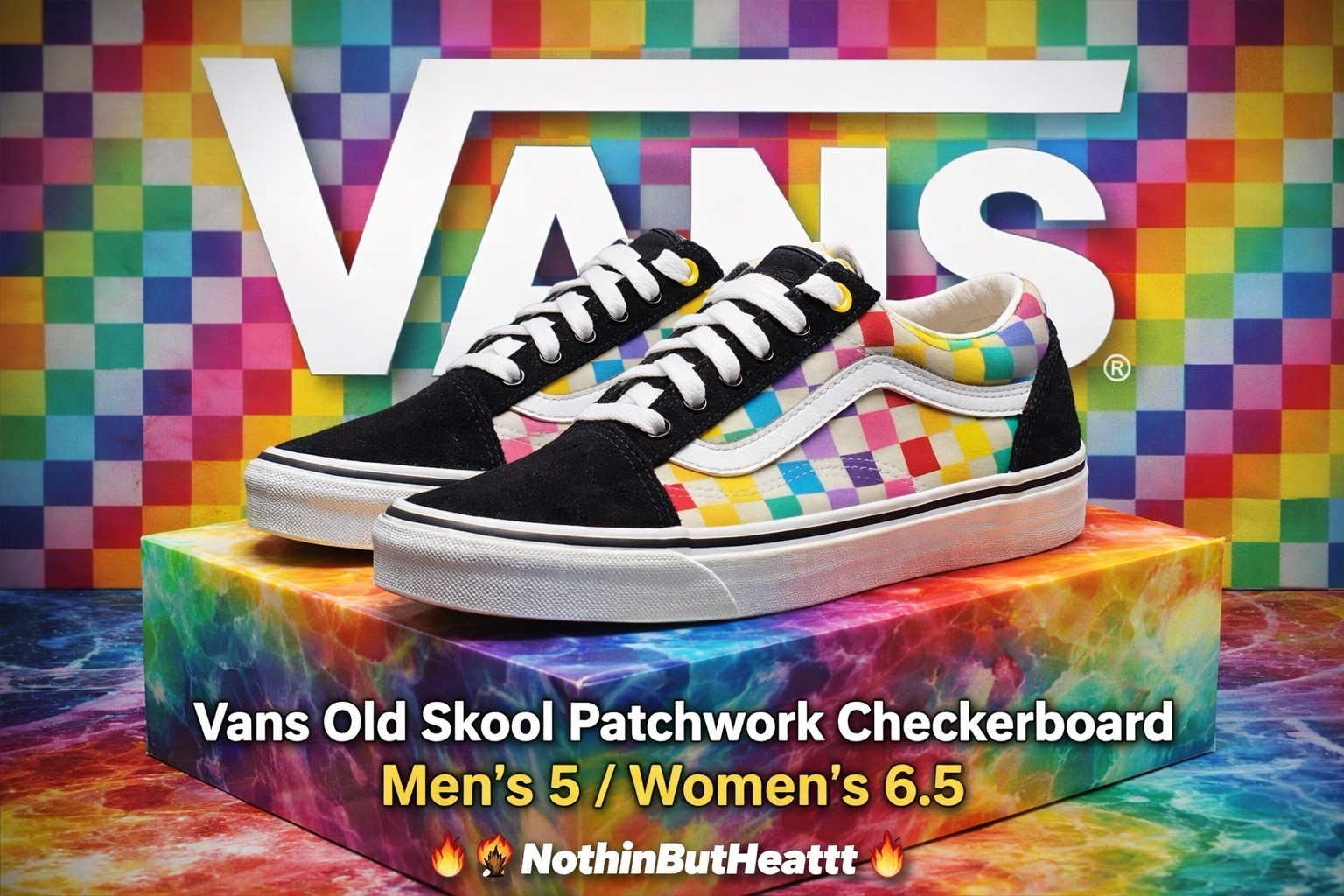 Vans Old Skool Patchwork Checkerboard Sneakers Bl… - image 1