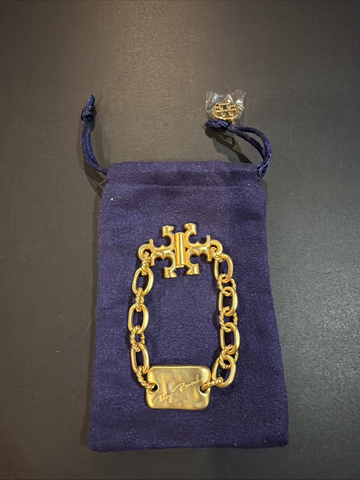 NEW Tory Burch Roxanne Bar Chain Gold Chunky Logo Bracelet