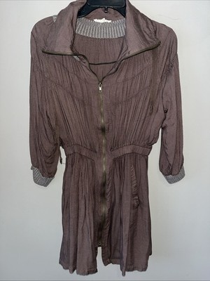 Hem & Thread Boho Boutique Zip Lightweight Taupe Jacket Size M