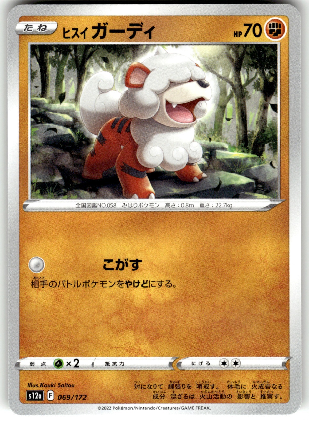 Hisuian Growlithe Regular 069/172 S12a: VSTAR Universe Pokemon Card NM