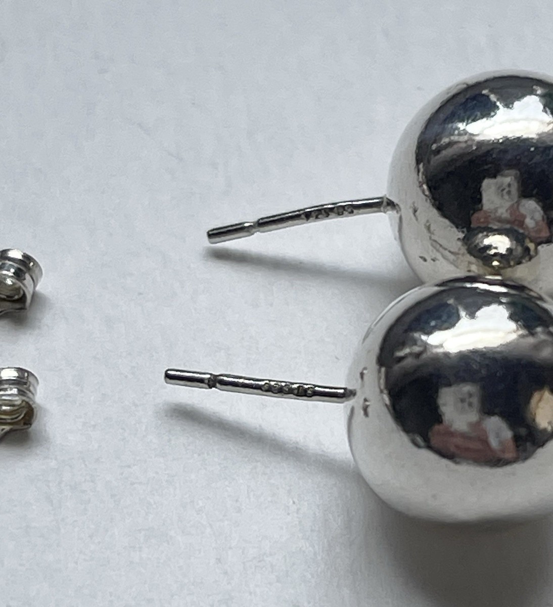 925 Sterling Silver Round Ball Stud Earrings Butterfly Backing 11.8mm View 4
