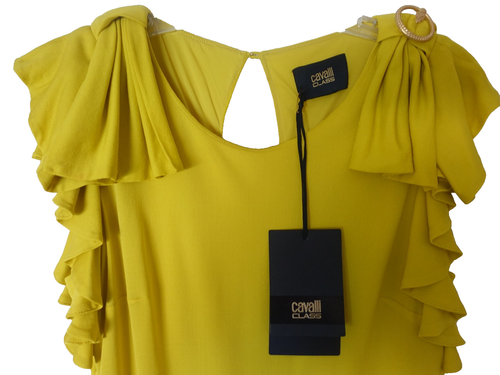 NWT Cavalli Class Acid Green Knee Length Dress Made in Italy Sz 44IT, 10US - Picture 7 of 11