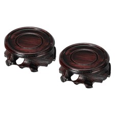 2 Pack Wooden Stand Holders Displays Base 50mm Dia Black for Vase Bonsai