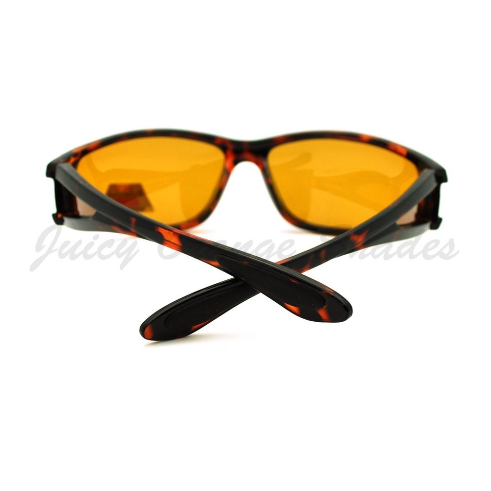 Polarized Lens Mens Wrap Around Sports Sunglasses Amber Lens UV 400 eBay