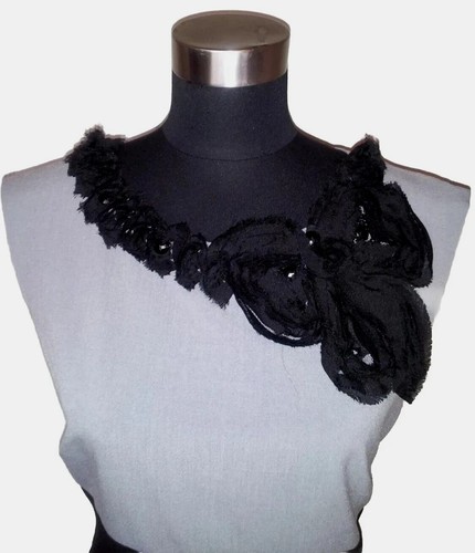New Directions Sz 6 Dress Black & Gray Lace Floral Beaded Sheath S - Picture 3 of 6