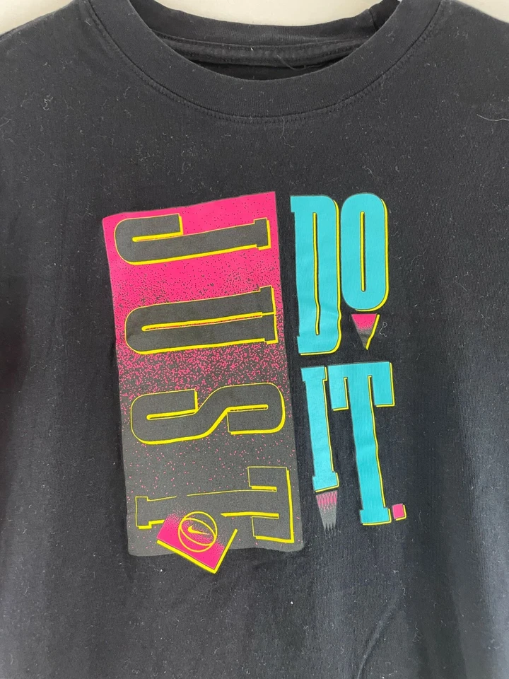 Nike T-Shirt Girls Size Large Black Short Sleeve Round Neck *Just Do it* Print - Image 3 of 4